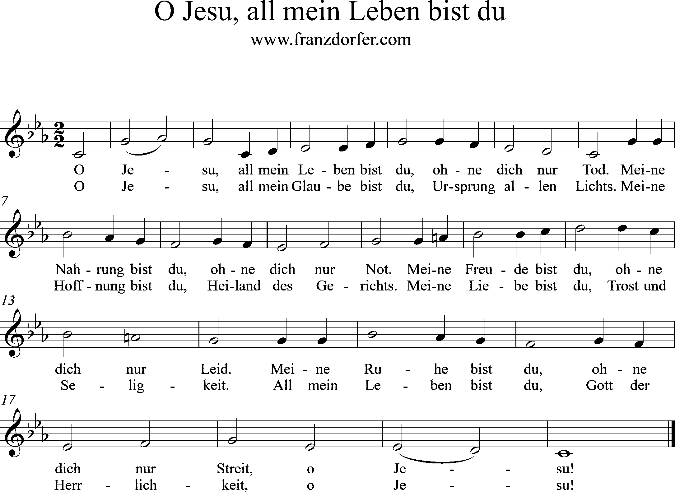 Noten - O Jesu, all mein Leben